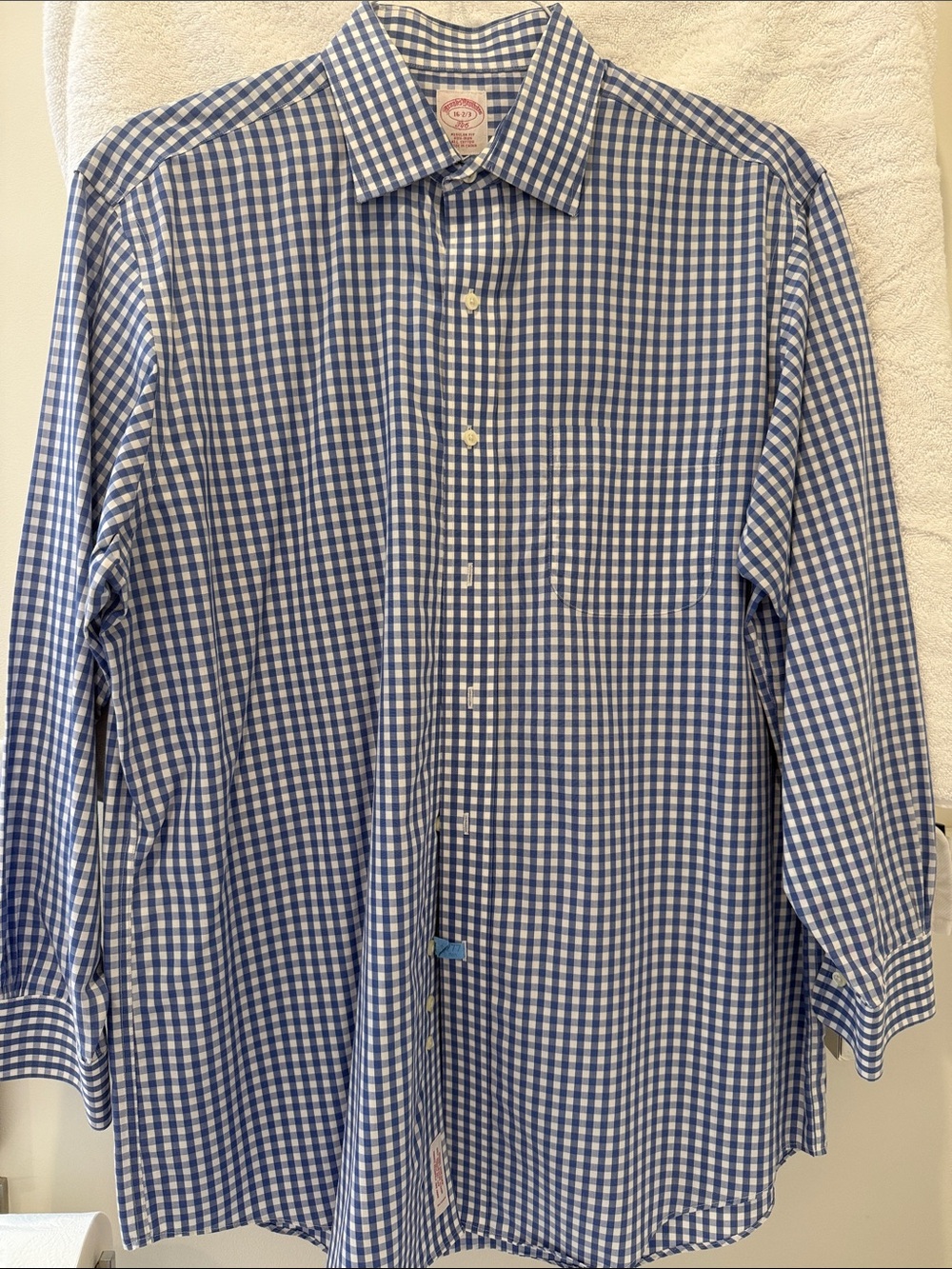 Brooks Brothers Blue and White Gingham Dress Shirt - Point Collar